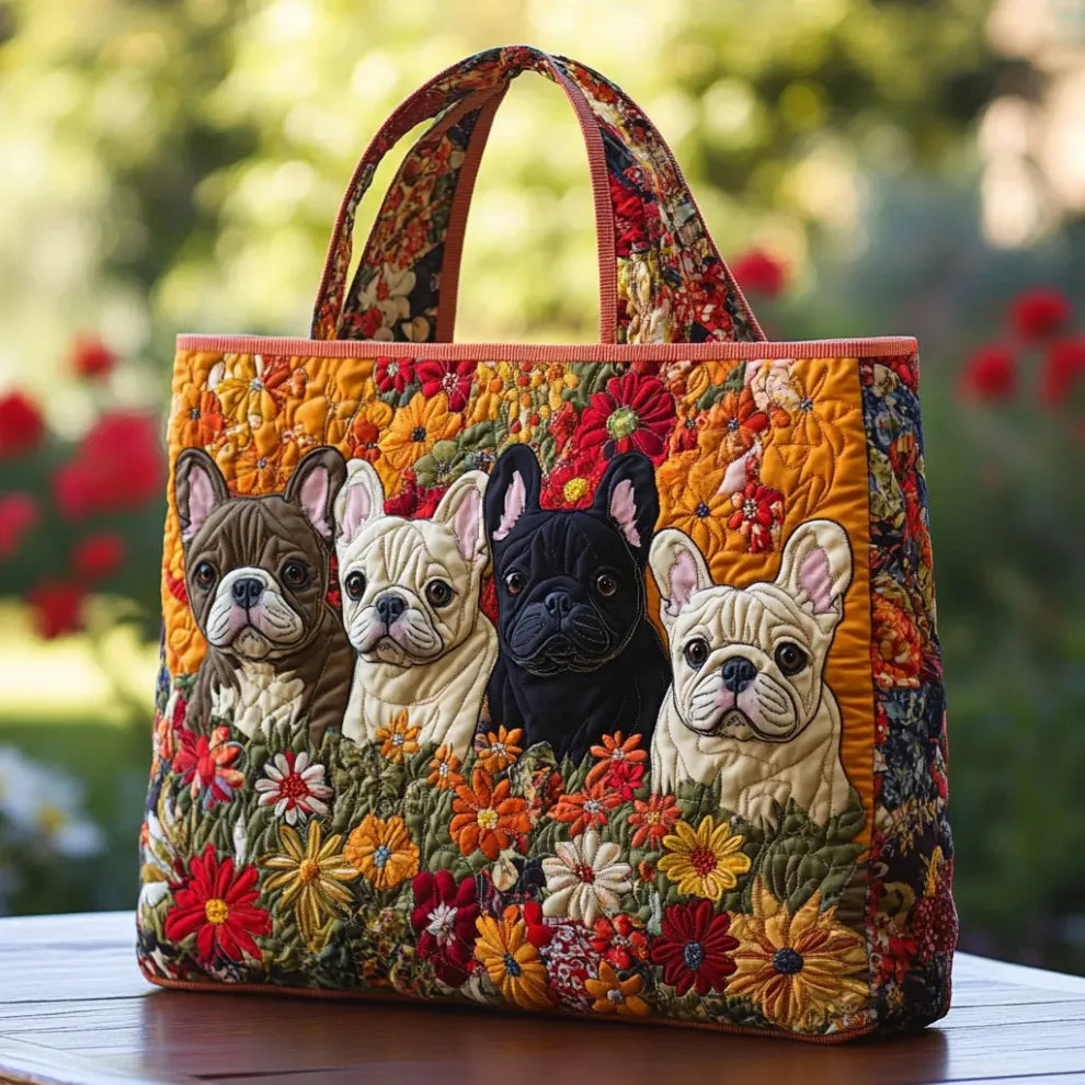 Frenchie Garden | Prošivena ručno izrađena torba na rame