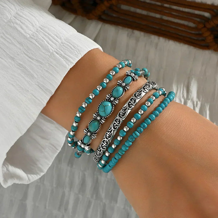Set Boho Ogrlica Tirkiz