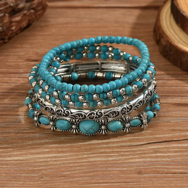 Set Boho Ogrlica Tirkiz