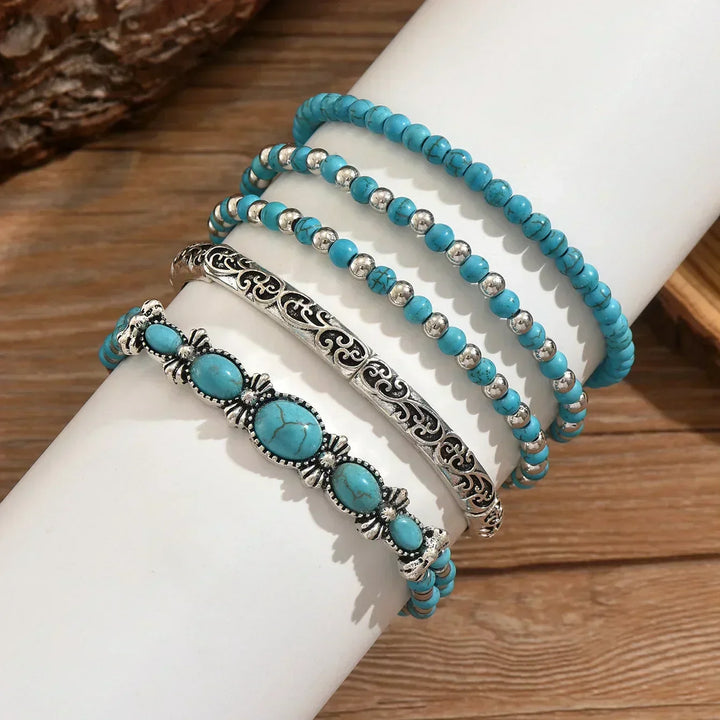Set Boho Ogrlica Tirkiz