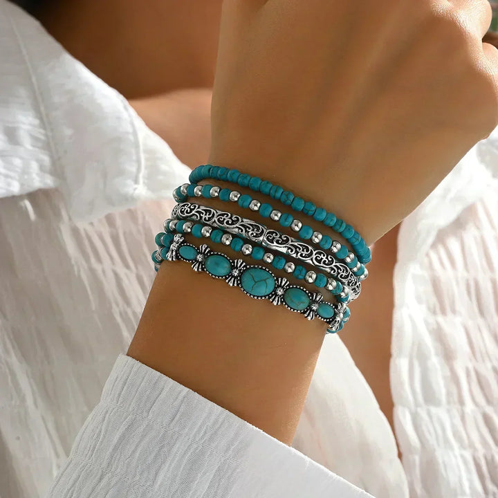 Set Boho Ogrlica Tirkiz